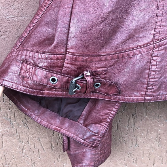 Deep Red Faux Leather Jacket - Picture 8 of 8